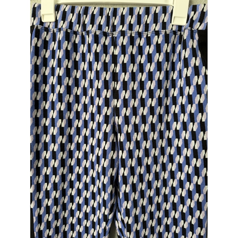 Maeve Anthropologie Geometric Print Flare Disco Ponte Knit Blue Pants, Women's M - Picture 4 of 8
